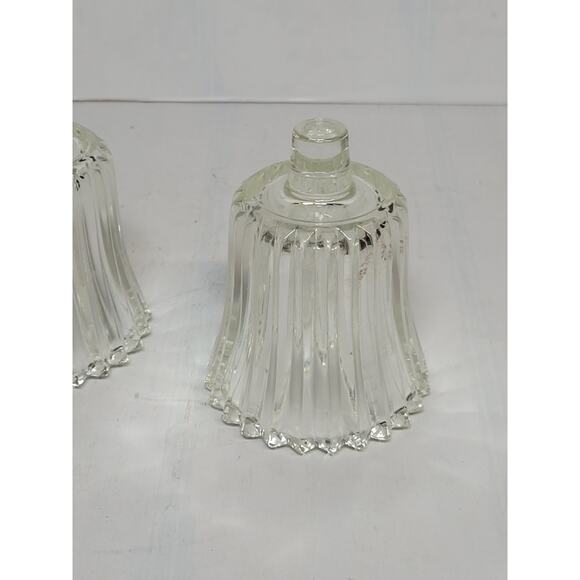 2 Vintage Clear Votive Cups Pegged, Ribbed Pair Candle Sconce Holders - Picture 3 of 4